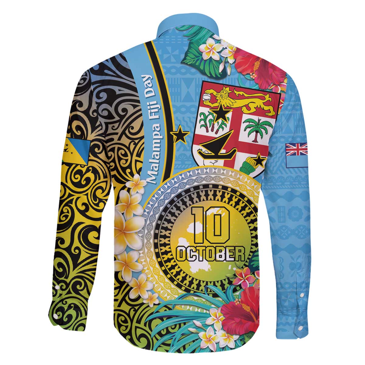 Vanuatu Malampa Fiji Day Family Matching Puletasi and Hawaiian Shirt Happy 10 October With Maps Tropical Flowers LT14 - Polynesian Pride