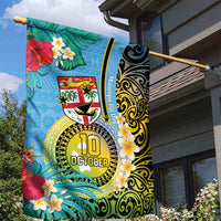 Vanuatu Malampa Fiji Day Garden Flag Happy 10 October With Maps Tropical Flowers LT14 - Polynesian Pride