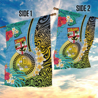Vanuatu Malampa Fiji Day Garden Flag Happy 10 October With Maps Tropical Flowers LT14 - Polynesian Pride
