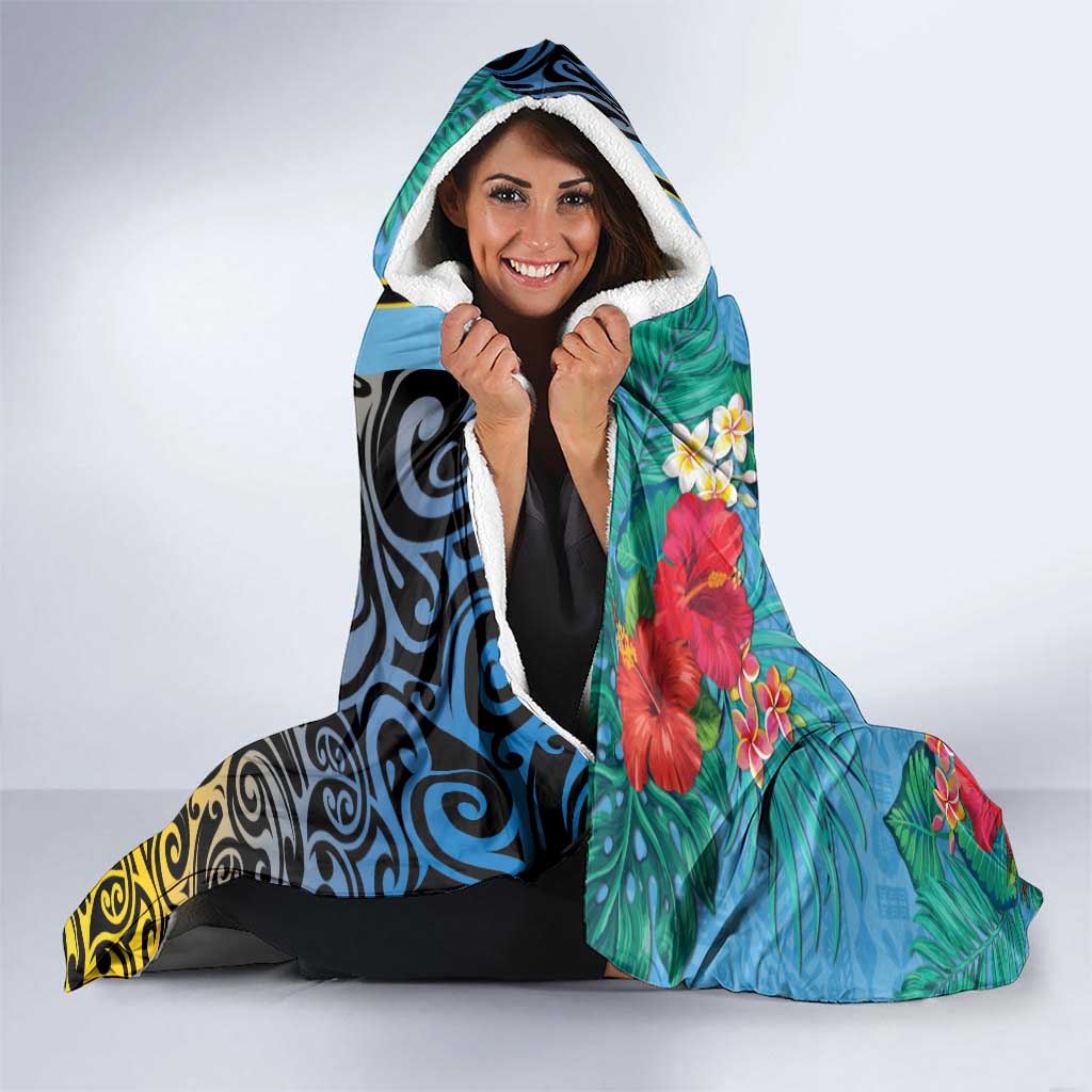 Vanuatu Malampa Fiji Day Hooded Blanket Happy 10 October With Maps Tropical Flowers LT14 - Polynesian Pride