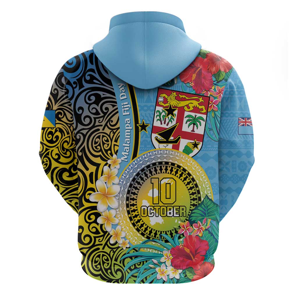 Vanuatu Malampa Fiji Day Hoodie Happy 10 October With Maps Tropical Flowers LT14 - Polynesian Pride