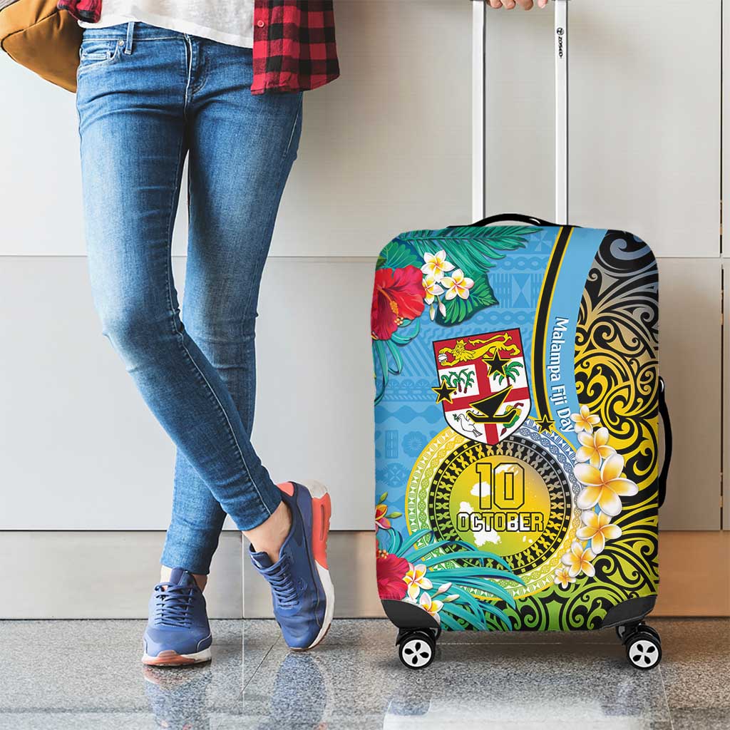 Vanuatu Malampa Fiji Day Luggage Cover Happy 10 October With Maps Tropical Flowers LT14 - Polynesian Pride