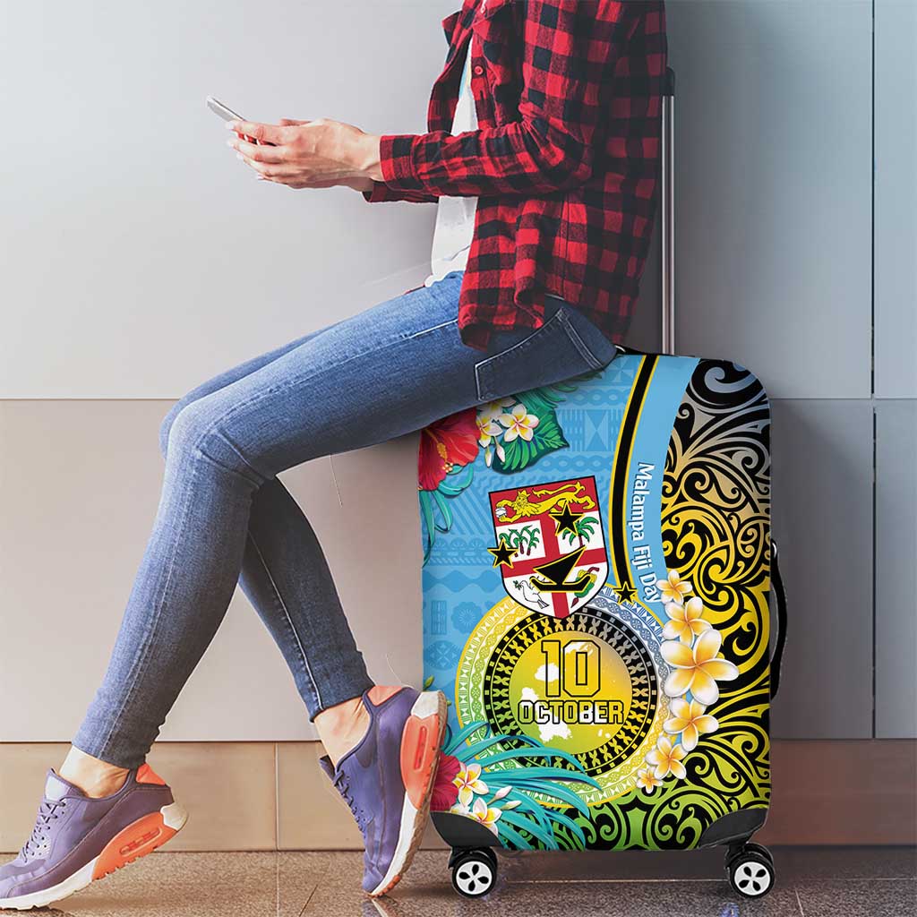 Vanuatu Malampa Fiji Day Luggage Cover Happy 10 October With Maps Tropical Flowers LT14 - Polynesian Pride