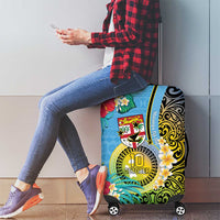 Vanuatu Malampa Fiji Day Luggage Cover Happy 10 October With Maps Tropical Flowers LT14 - Polynesian Pride