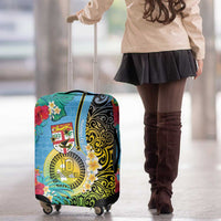 Vanuatu Malampa Fiji Day Luggage Cover Happy 10 October With Maps Tropical Flowers LT14 - Polynesian Pride