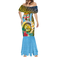 Vanuatu Malampa Fiji Day Mermaid Dress Happy 10 October With Maps Tropical Flowers LT14 - Polynesian Pride