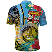 Vanuatu Malampa Fiji Day Polo Shirt Happy 10 October With Maps Tropical Flowers LT14 - Polynesian Pride