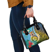 Vanuatu Malampa Fiji Day Shoulder Handbag Happy 10 October With Maps Tropical Flowers
