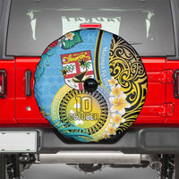 Vanuatu Malampa Fiji Day Spare Tire Cover Happy 10 October With Maps Tropical Flowers LT14 - Polynesian Pride
