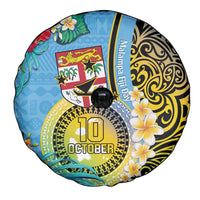 Vanuatu Malampa Fiji Day Spare Tire Cover Happy 10 October With Maps Tropical Flowers LT14 - Polynesian Pride