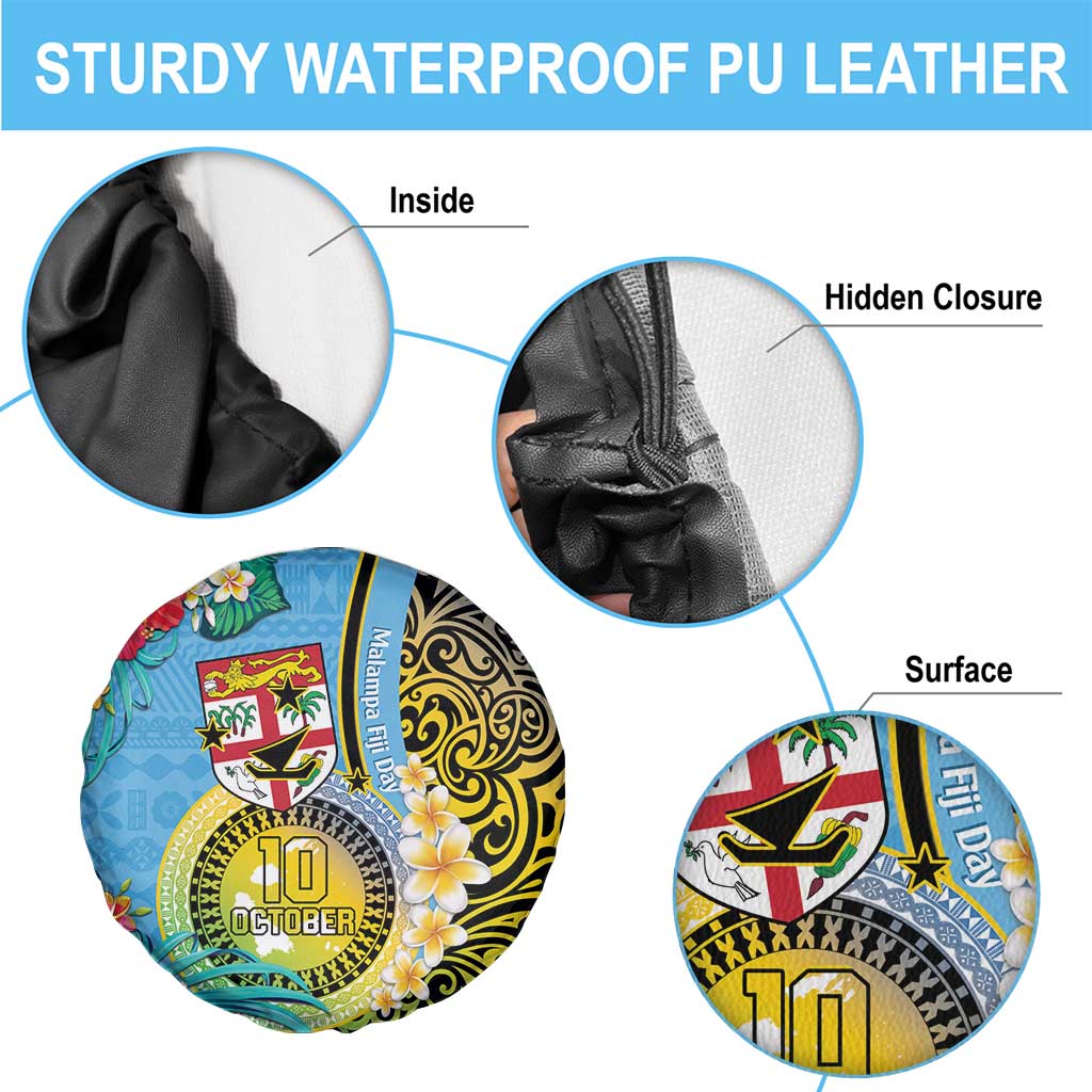 Vanuatu Malampa Fiji Day Spare Tire Cover Happy 10 October With Maps Tropical Flowers LT14 - Polynesian Pride