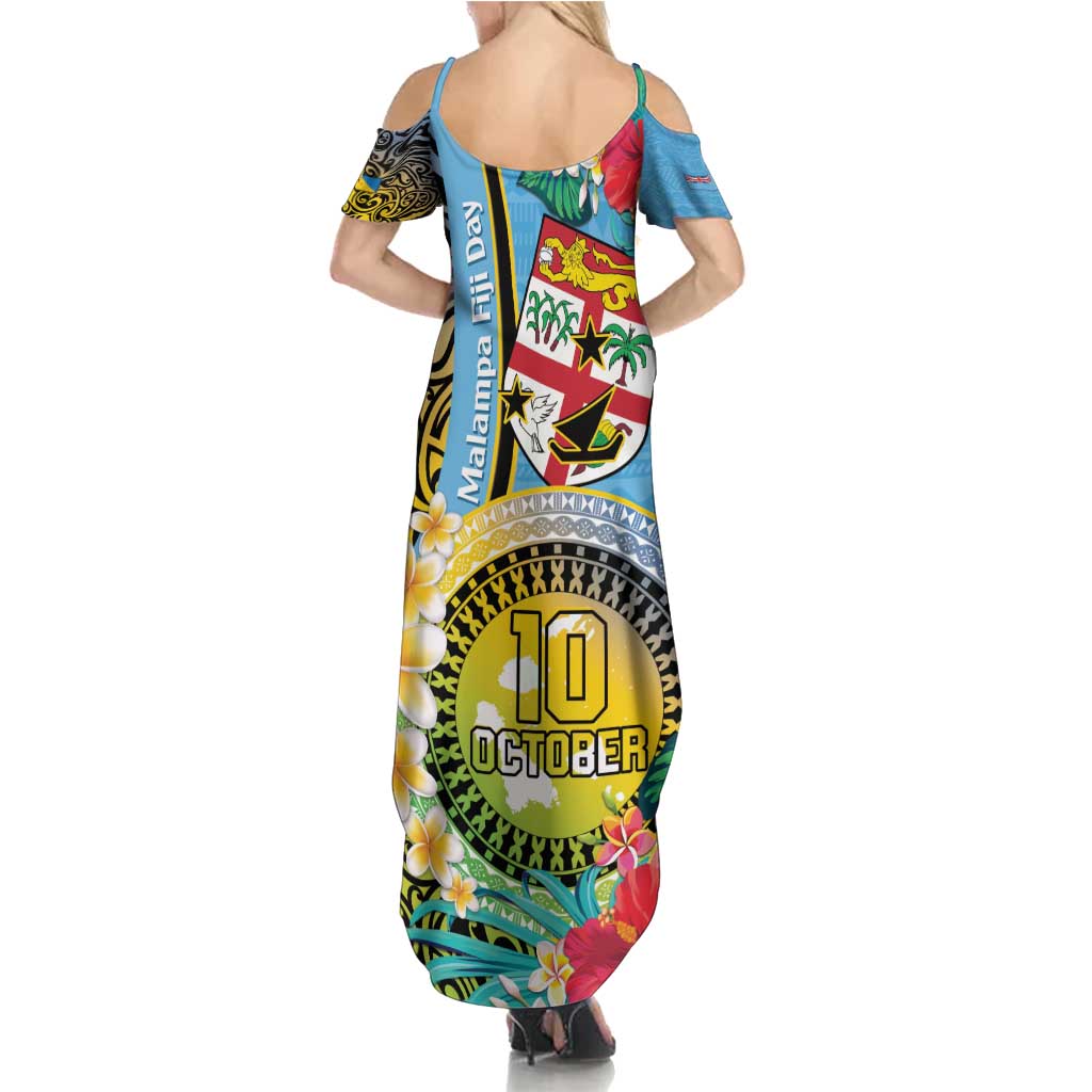 Vanuatu Malampa Fiji Day Summer Maxi Dress Happy 10 October With Maps Tropical Flowers LT14 - Polynesian Pride