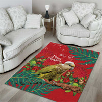 Personalised New Zealand Kakapo Christmas Area Rug Meri Kirihimete Silver Fern Mix Pohutukawa LT14 - Polynesian Pride