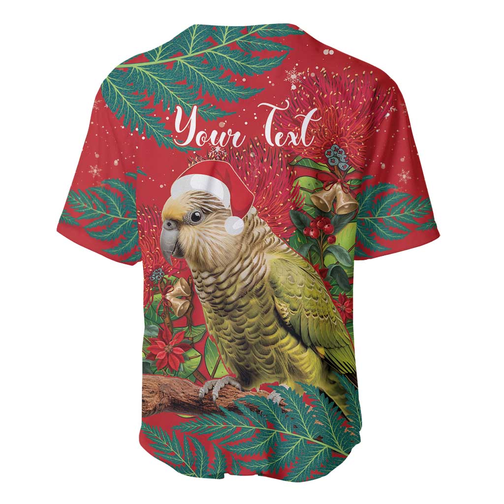 Personalised New Zealand Kakapo Christmas Baseball Jersey Meri Kirihimete Silver Fern Mix Pohutukawa LT14 - Polynesian Pride