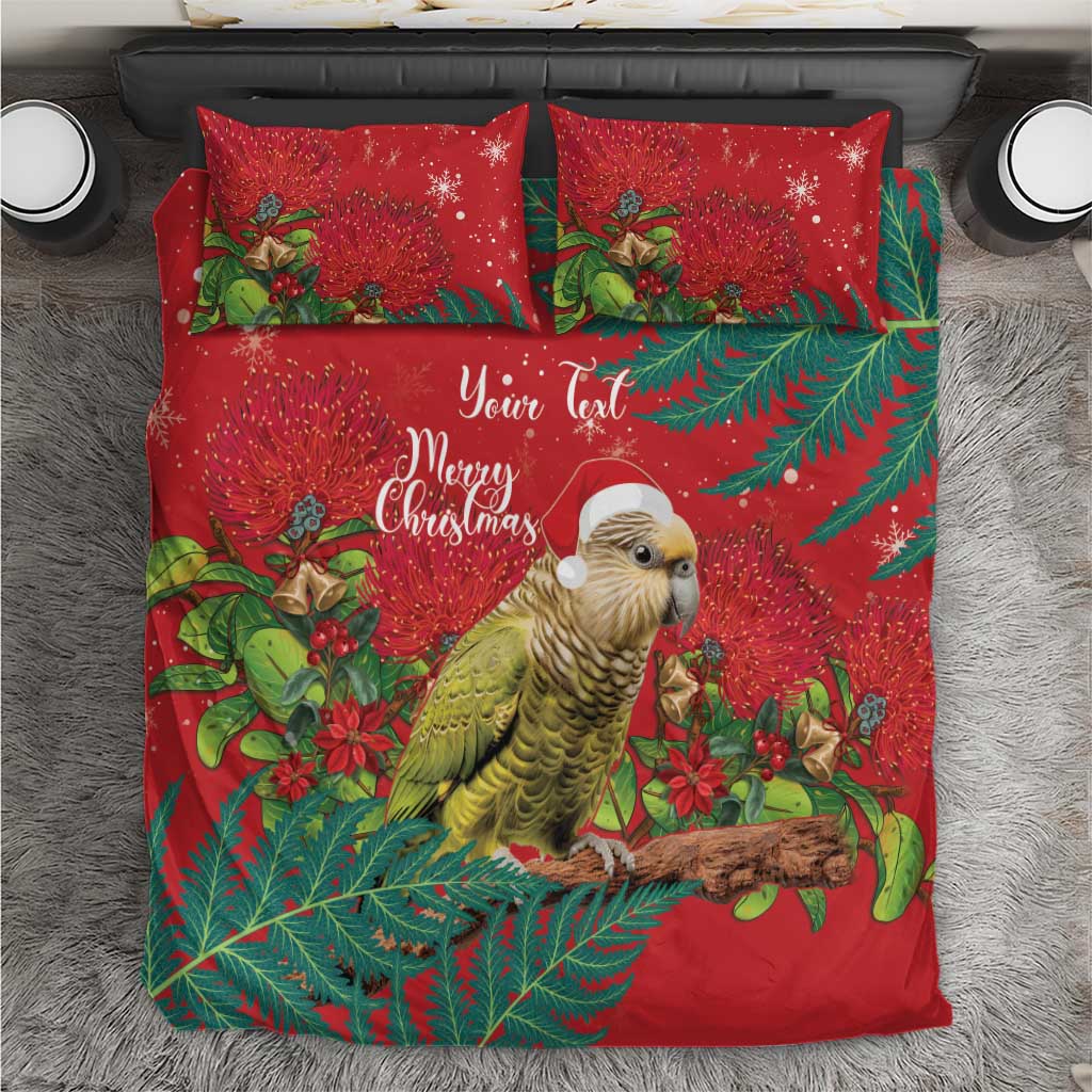 Personalised New Zealand Kakapo Christmas Bedding Set Meri Kirihimete Silver Fern Mix Pohutukawa LT14 Red - Polynesian Pride