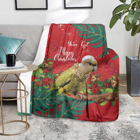Personalised New Zealand Kakapo Christmas Blanket Meri Kirihimete Silver Fern Mix Pohutukawa LT14 - Polynesian Pride