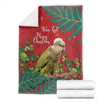 Personalised New Zealand Kakapo Christmas Blanket Meri Kirihimete Silver Fern Mix Pohutukawa LT14 - Polynesian Pride