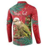 Personalised New Zealand Kakapo Christmas Button Sweatshirt Meri Kirihimete Silver Fern Mix Pohutukawa LT14 - Polynesian Pride