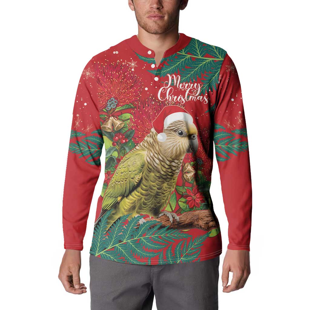 Personalised New Zealand Kakapo Christmas Button Sweatshirt Meri Kirihimete Silver Fern Mix Pohutukawa LT14 - Polynesian Pride
