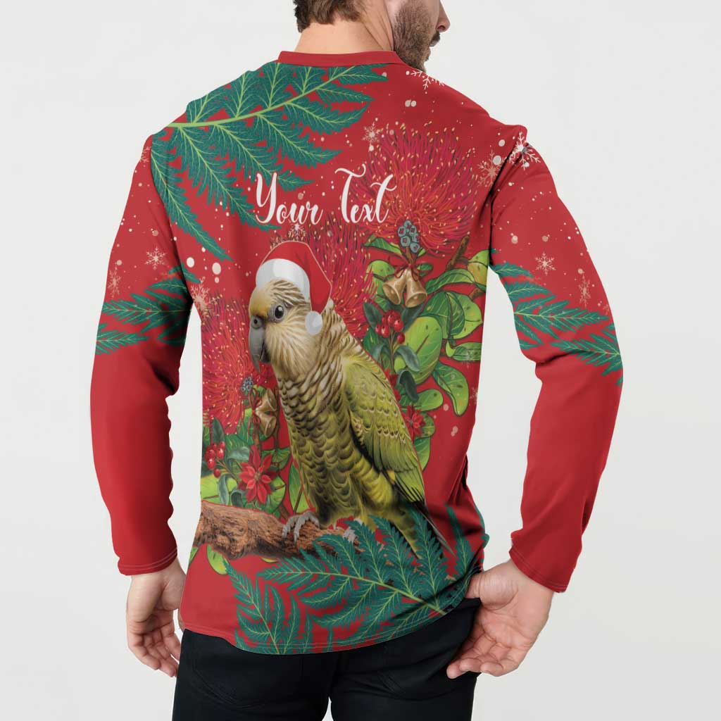 Personalised New Zealand Kakapo Christmas Button Sweatshirt Meri Kirihimete Silver Fern Mix Pohutukawa LT14 - Polynesian Pride