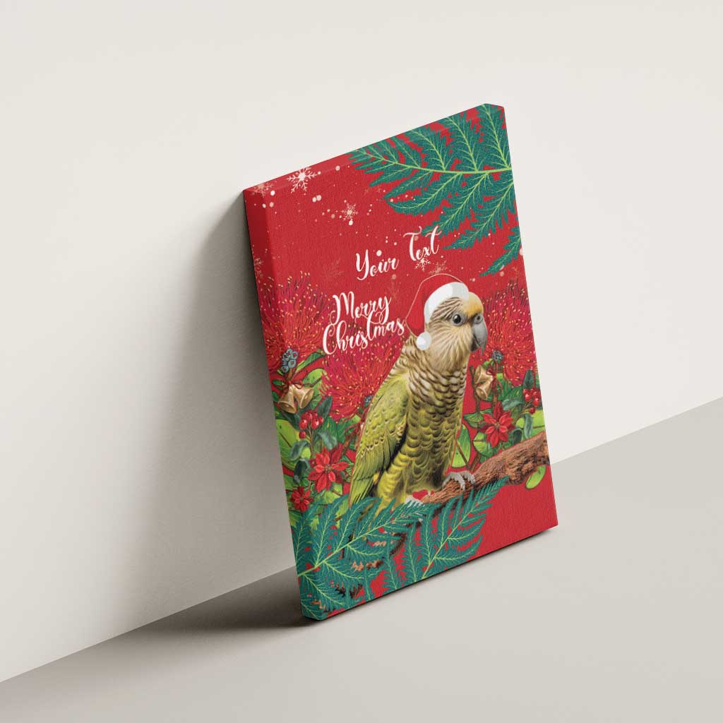 Personalised New Zealand Kakapo Christmas Canvas Wall Art Meri Kirihimete Silver Fern Mix Pohutukawa LT14 - Polynesian Pride