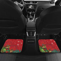 Personalised New Zealand Kakapo Christmas Car Mats Meri Kirihimete Silver Fern Mix Pohutukawa LT14 Set 2pcs - Back Red - Polynesian Pride