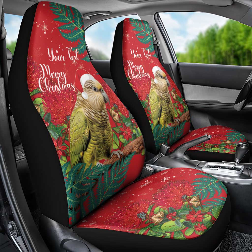 Personalised New Zealand Kakapo Christmas Car Seat Cover Meri Kirihimete Silver Fern Mix Pohutukawa LT14 - Polynesian Pride