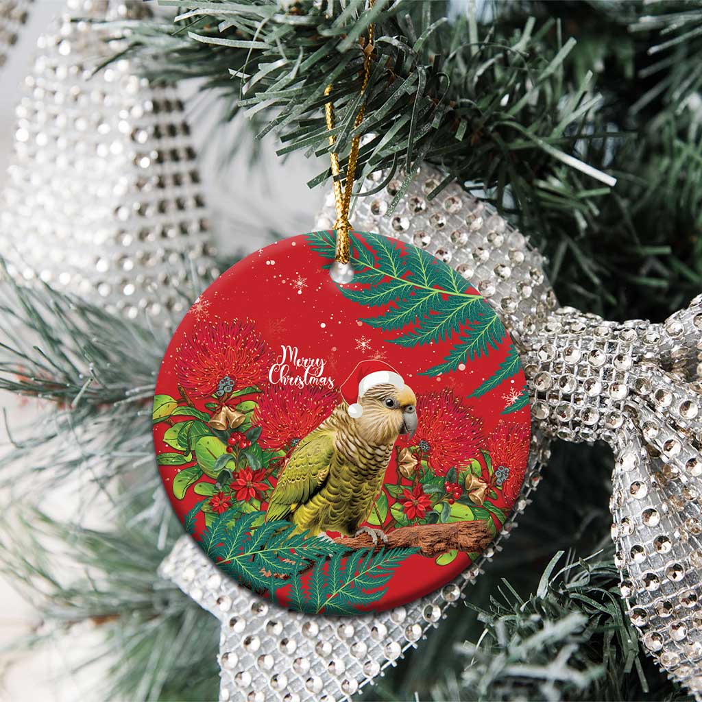 Personalised New Zealand Kakapo Christmas Ceramic Ornament Meri Kirihimete Silver Fern Mix Pohutukawa LT14 - Polynesian Pride