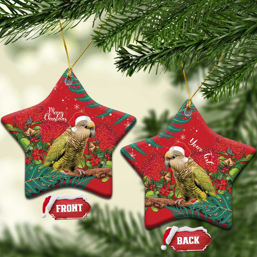 Personalised New Zealand Kakapo Christmas Ceramic Ornament Meri Kirihimete Silver Fern Mix Pohutukawa LT14 Star Red - Polynesian Pride