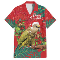 Personalised New Zealand Kakapo Christmas Family Matching Long Sleeve Bodycon Dress and Hawaiian Shirt Meri Kirihimete Silver Fern Mix Pohutukawa LT14 Dad's Shirt - Short Sleeve Red - Polynesian Pride