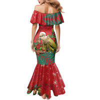Personalised New Zealand Kakapo Christmas Family Matching Mermaid Dress and Hawaiian Shirt Meri Kirihimete Silver Fern Mix Pohutukawa LT14 - Polynesian Pride