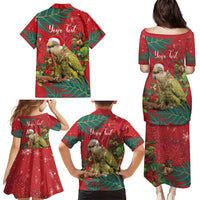 Personalised New Zealand Kakapo Christmas Family Matching Puletasi and Hawaiian Shirt Meri Kirihimete Silver Fern Mix Pohutukawa LT14 - Polynesian Pride