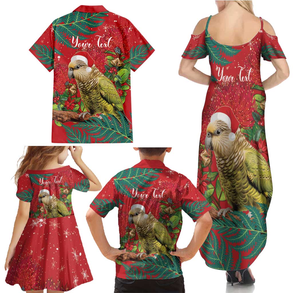 Personalised New Zealand Kakapo Christmas Family Matching Summer Maxi Dress and Hawaiian Shirt Meri Kirihimete Silver Fern Mix Pohutukawa LT14 - Polynesian Pride