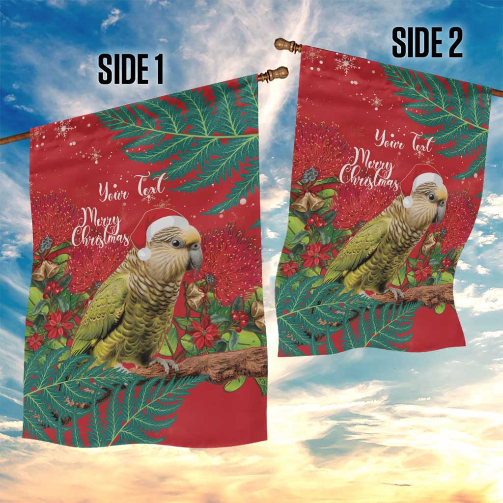 Personalised New Zealand Kakapo Christmas Garden Flag Meri Kirihimete Silver Fern Mix Pohutukawa LT14 - Polynesian Pride