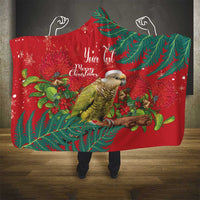 Personalised New Zealand Kakapo Christmas Hooded Blanket Meri Kirihimete Silver Fern Mix Pohutukawa LT14 - Polynesian Pride