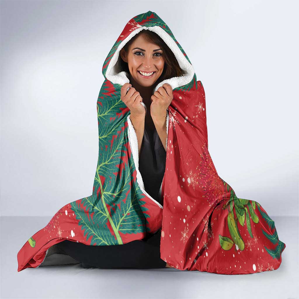 Personalised New Zealand Kakapo Christmas Hooded Blanket Meri Kirihimete Silver Fern Mix Pohutukawa LT14 - Polynesian Pride