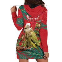 Personalised New Zealand Kakapo Christmas Hoodie Dress Meri Kirihimete Silver Fern Mix Pohutukawa LT14 - Polynesian Pride