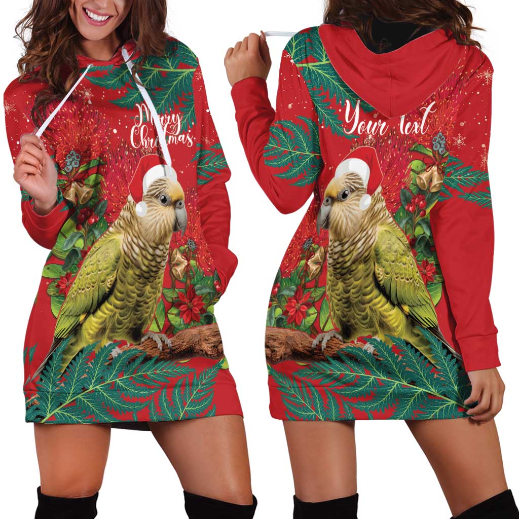 Personalised New Zealand Kakapo Christmas Hoodie Dress Meri Kirihimete Silver Fern Mix Pohutukawa LT14 - Polynesian Pride