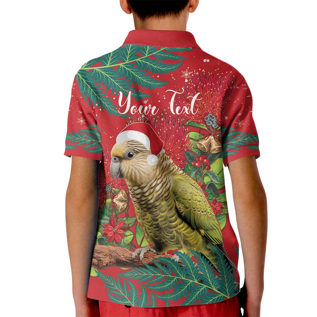 Personalised New Zealand Kakapo Christmas Kid Polo Shirt Meri Kirihimete Silver Fern Mix Pohutukawa LT14 - Polynesian Pride