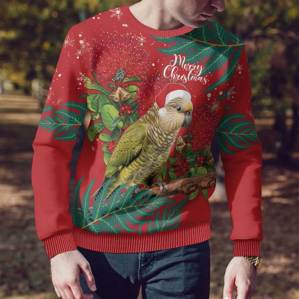 Personalised New Zealand Kakapo Christmas Ugly Christmas Sweater Meri Kirihimete Silver Fern Mix Pohutukawa LT14 - Polynesian Pride