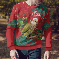 Personalised New Zealand Kakapo Christmas Ugly Christmas Sweater Meri Kirihimete Silver Fern Mix Pohutukawa LT14 - Polynesian Pride