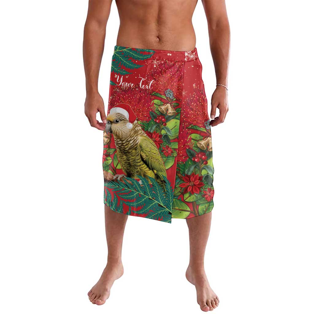Personalised New Zealand Kakapo Christmas Lavalava Meri Kirihimete Silver Fern Mix Pohutukawa LT14 Red - Polynesian Pride