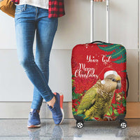 Personalised New Zealand Kakapo Christmas Luggage Cover Meri Kirihimete Silver Fern Mix Pohutukawa