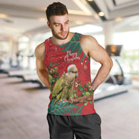 Personalised New Zealand Kakapo Christmas Men Tank Top Meri Kirihimete Silver Fern Mix Pohutukawa LT14 Red - Polynesian Pride