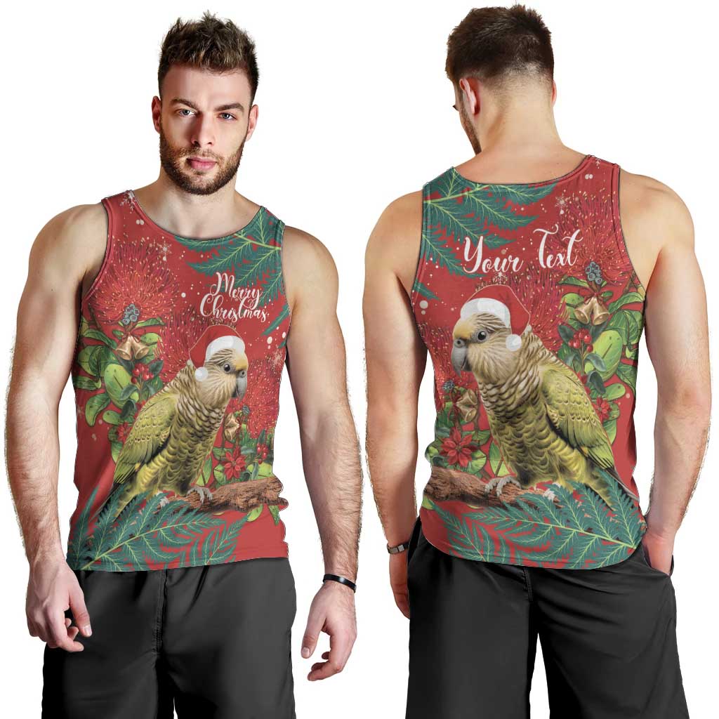 Personalised New Zealand Kakapo Christmas Men Tank Top Meri Kirihimete Silver Fern Mix Pohutukawa LT14 - Polynesian Pride