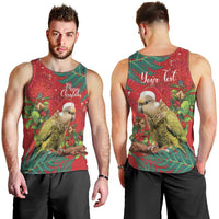 Personalised New Zealand Kakapo Christmas Men Tank Top Meri Kirihimete Silver Fern Mix Pohutukawa LT14 - Polynesian Pride