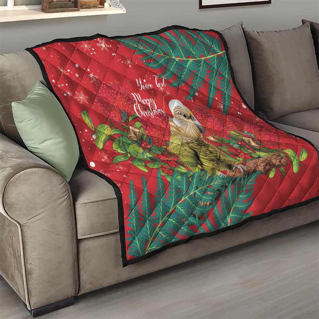 Personalised New Zealand Kakapo Christmas Quilt Meri Kirihimete Silver Fern Mix Pohutukawa LT14 - Polynesian Pride