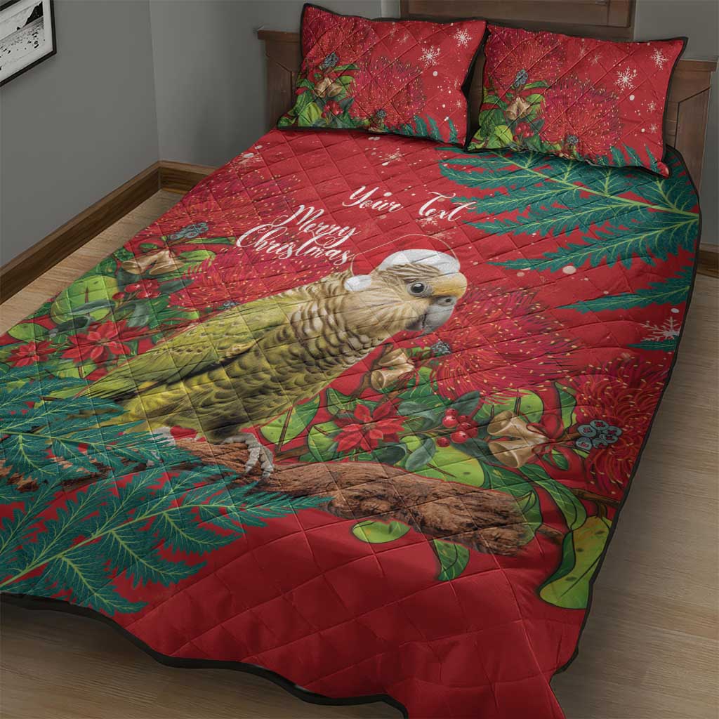 Personalised New Zealand Kakapo Christmas Quilt Bed Set Meri Kirihimete Silver Fern Mix Pohutukawa LT14 - Polynesian Pride