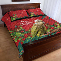 Personalised New Zealand Kakapo Christmas Quilt Bed Set Meri Kirihimete Silver Fern Mix Pohutukawa LT14 - Polynesian Pride