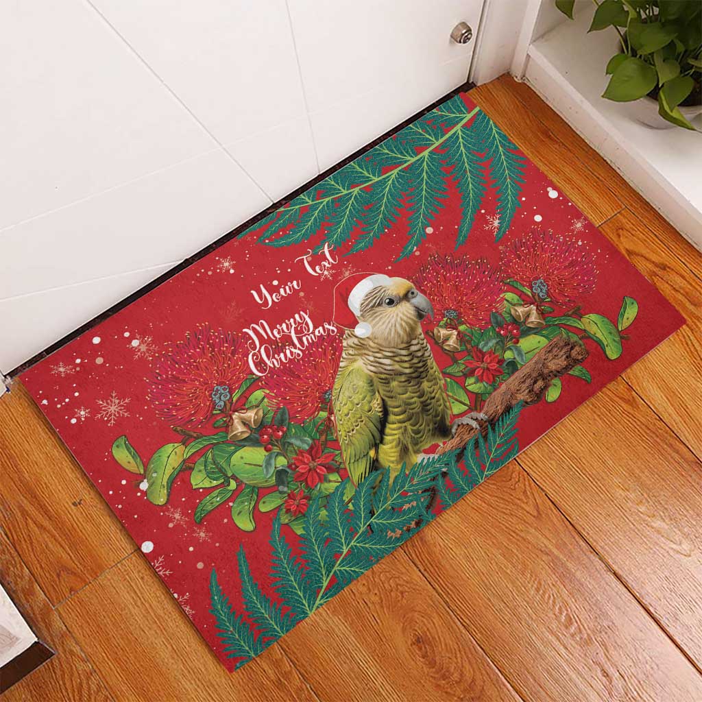 Personalised New Zealand Kakapo Christmas Rubber Doormat Meri Kirihimete Silver Fern Mix Pohutukawa LT14 - Polynesian Pride